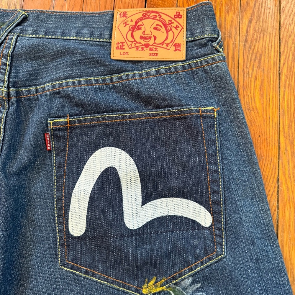 Y2K Evisu Dragon Koi Fish Hand Painted Vintage Denim Jeans - Picture 6 of 16